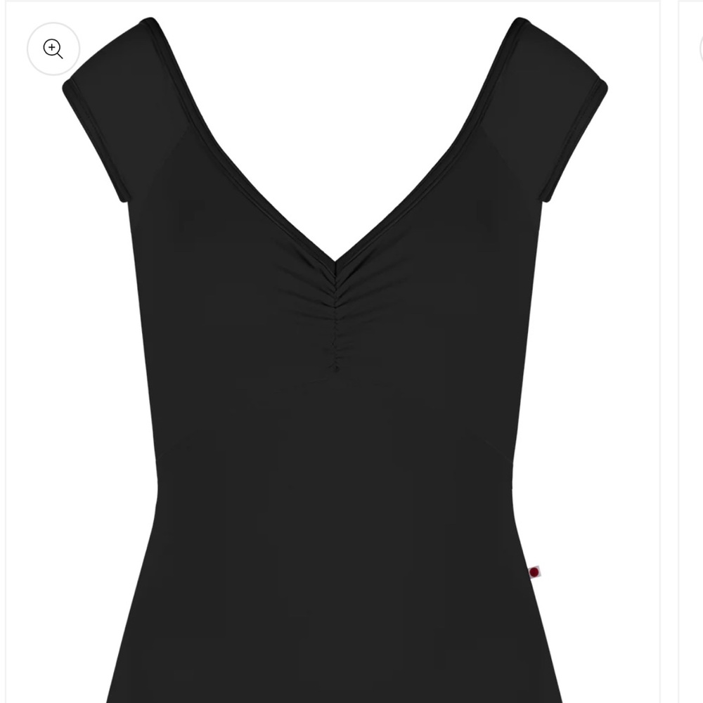 Yumiko Black Cap Sleeve Leotard. Elli Nylon.